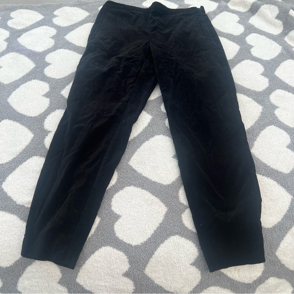 Boden Black Velvet Tapered Leg Trousers Size 4 Petite
